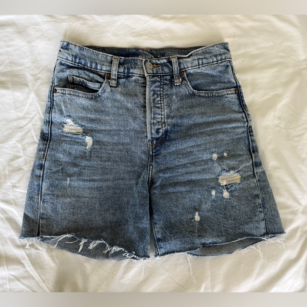 Old Navy Sky-Hi Straight Light Blue Distressed Jean Shorts